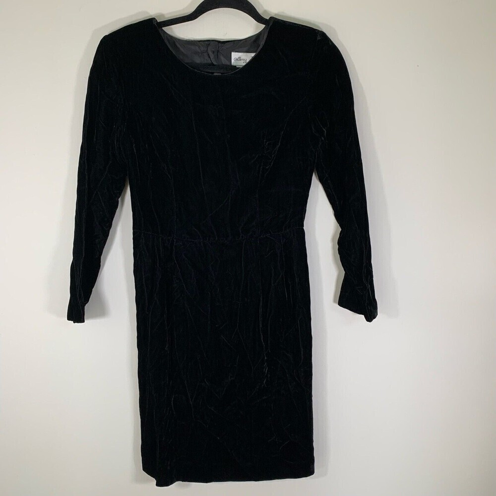 Lang Dress Women’s 4 Black Velvet Long Sleeve Mini Dress Shoulder Pads
